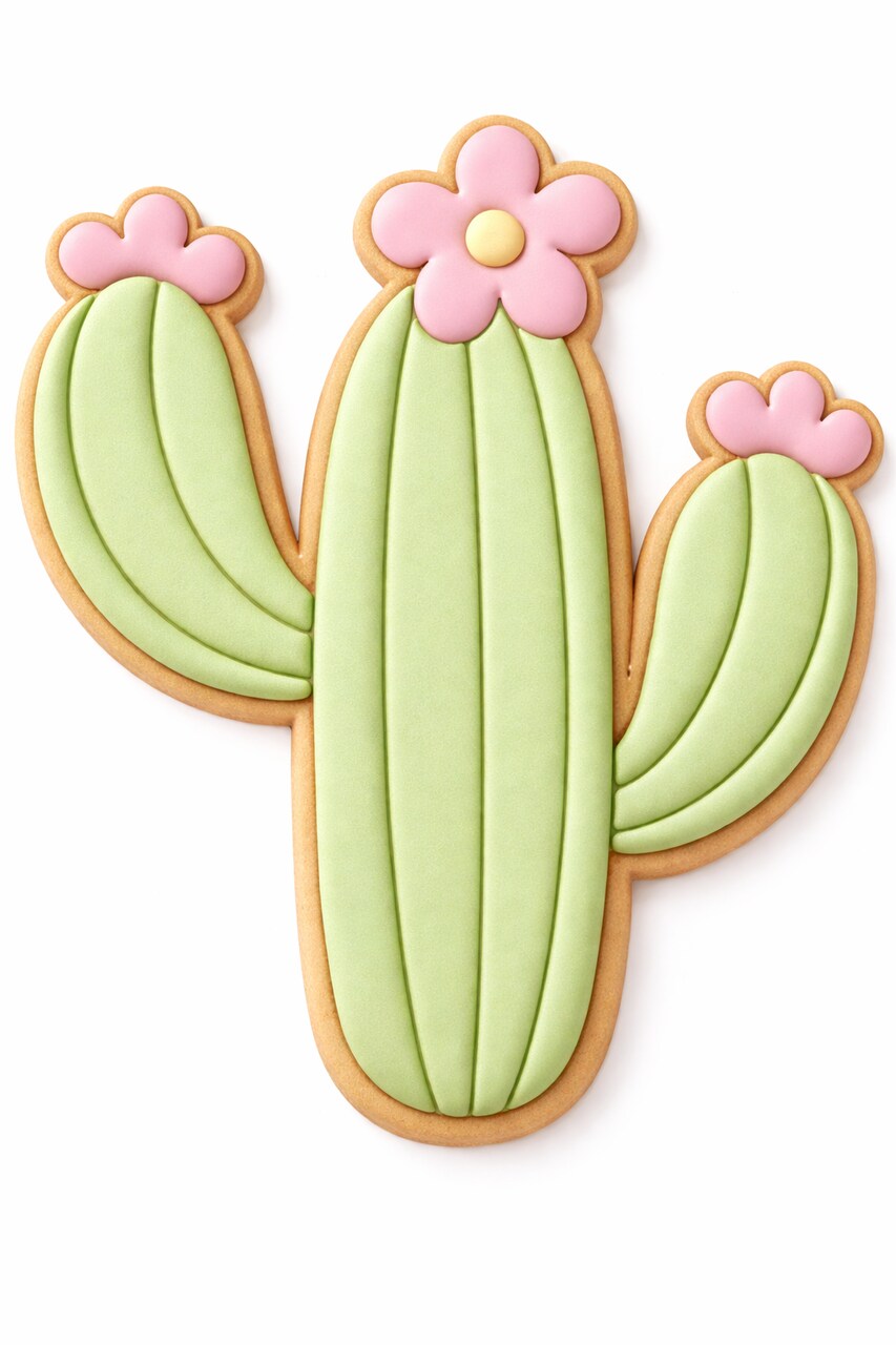 Kawaii Flower Cactus Cookie Cutter & Stamp – Cute Desert Fiesta Cookie Cutter